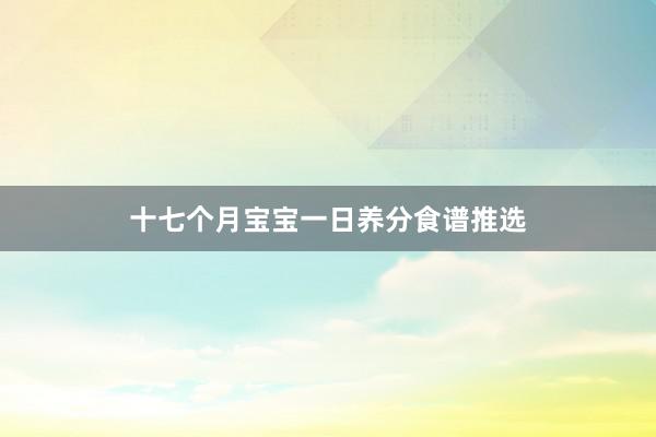 十七个月宝宝一日养分食谱推选