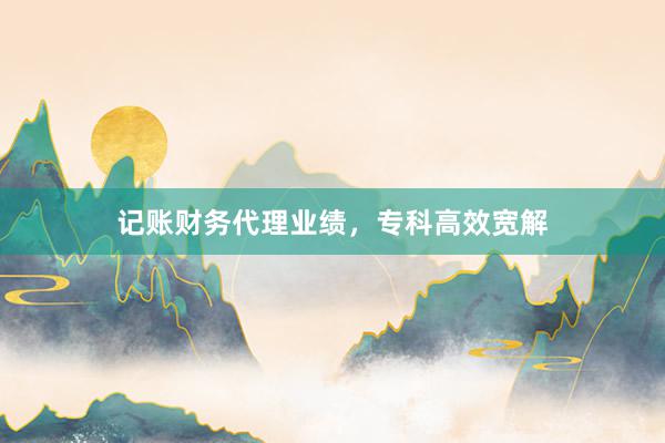 记账财务代理业绩,专科高效宽解